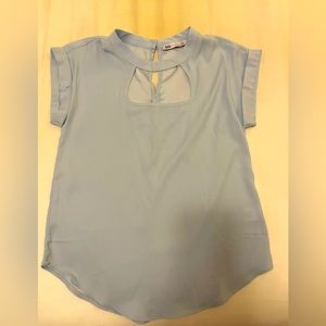 Light blue keyhole blouse